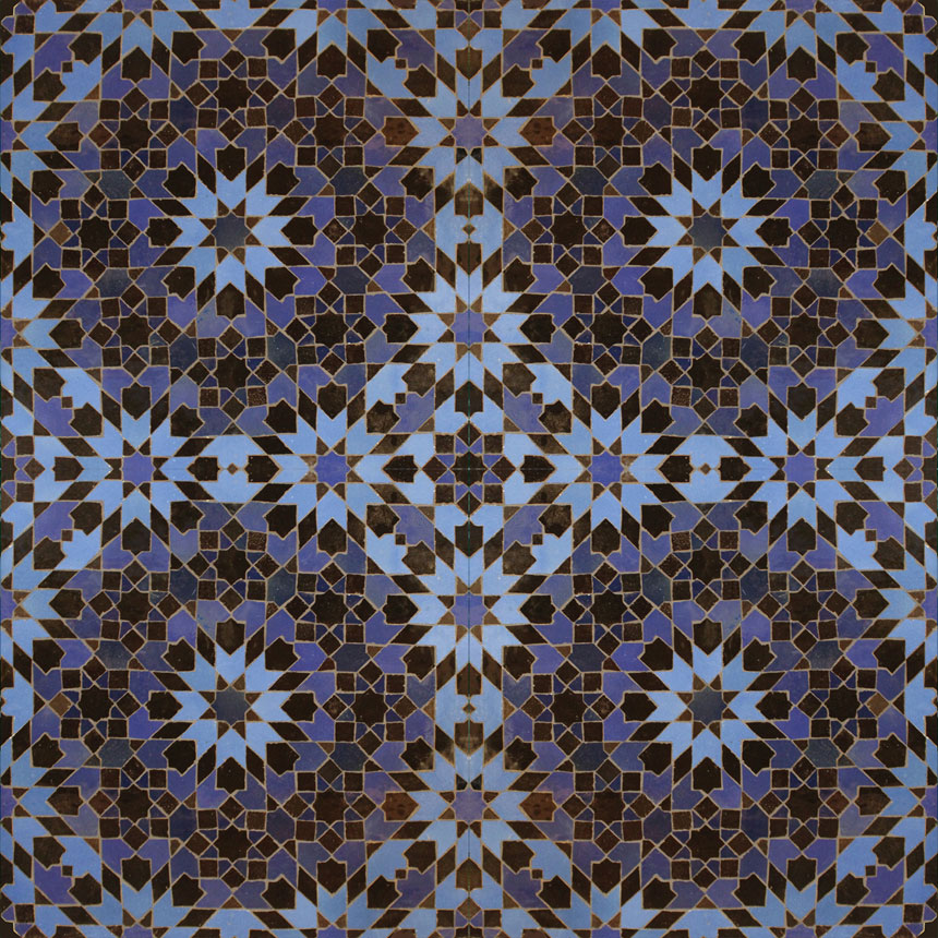 Mosaic House Moroccan tile Batha Trellis 3-15-6-2 Midnight Blue Cobalt Blue Black Light Blue  zellige, mosaic, zellij, field, pattern, glaze, classic, stars, intricate, complex, traditional 
